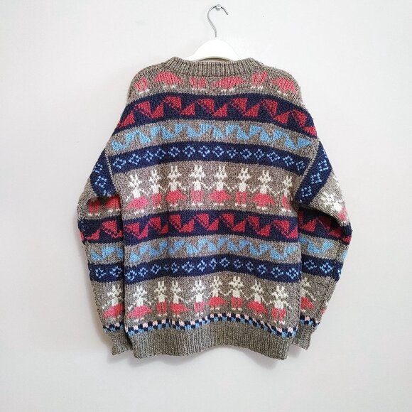 Mallku  Creations Women's Wool Sweater Multicolored Patterned Long Sleeve - Picture 3 of 3